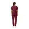 Women's Scrub Set - Medical Scrub Top and Pant, Burgundy, XXXXX-Large view 3