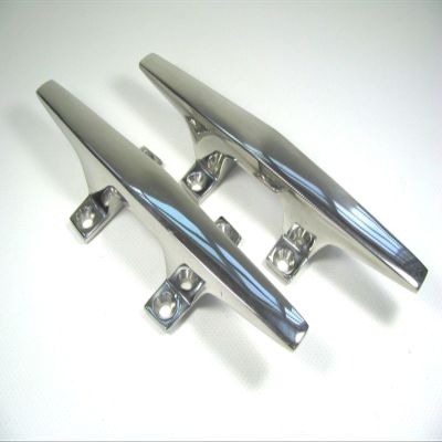 132-1644 Sea-Dog Line Pair (2) 8-1/4" Inch Long Zinc Chrome Plated Open Base Four-Hole Cleats SURPLUS