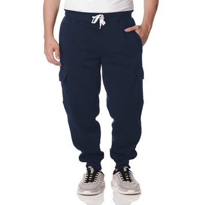 Southpole Men's Basic Active Cargo Jogger Pants, Fleece & Tech Woven Nylon