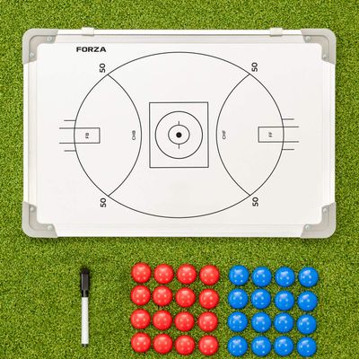FORZA 18in x 12in Double-Sided Sports Coaching Whiteboard | 13 Sports Options - Magnetic Markers, Pen, and Eraser Included (Aussie Rules Football, Without Carry Bag)