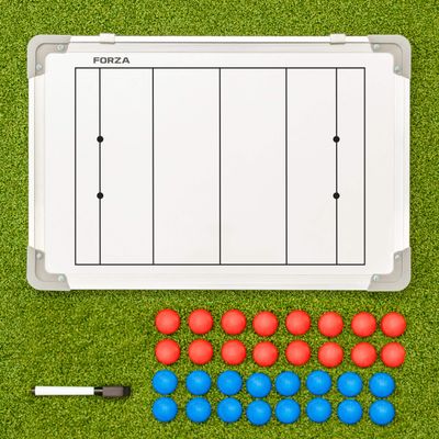 FORZA 18in x 12in Double-Sided Sports Coaching Whiteboard | 13 Sports Options - Magnetic Markers, Pen, and Eraser Included (Rugby, Without Carry Bag)