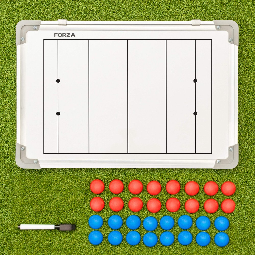 FORZA 18in x 12in Double-Sided Sports Coaching Whiteboard | 13 Sports Options - Magnetic Markers, Pen, and Eraser Included (Rugby, Without Carry Bag)