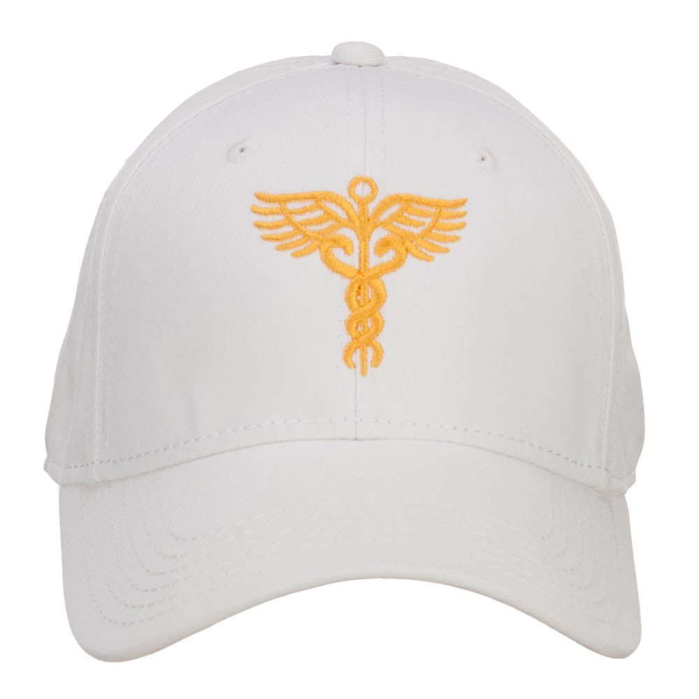 Original Medical Caduceus Embroidered Cotton Cap - White OSFM