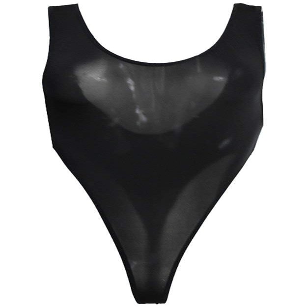 LinvMe Women's Sexy See Through High Cut Bodysuit Thong Leotard Sleeveless Lingerie Black