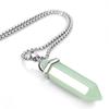 BEADNOVA Green Aventurine Necklace Gemstone Crystal Necklace for Women Healing Stone pendant Jewelry for Men Pendulum Divination Green Crystal Hexagonal pendant (18 Inches Stainless Steel Chain) view 2