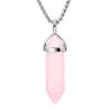 BEADNOVA Natural Rose Quartz Necklaces for Women Crystal Pendant Gemstone Necklace for Spiritual Energy Healing Hexagonal Pendant Divination for Men (18 Inches Stainless Chain) view 1