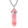 BEADNOVA Cherry Quartz Necklace Gemstone Crystal Necklace for Women Healing Stone pendant Jewelry for Men Pendulum Divination Hexagonal pendant (18 Inches Stainless Steel Chain) view 1