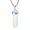 BEADNOVA Synthetic Opalite Necklace Gemstone Crystal Necklace for Women Healing Stone pendant Jewelry for Men Pendulum Divination Hexagonal pendant (18 Inches Stainless Steel Chain) view 1