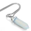 BEADNOVA Synthetic Opalite Necklace Gemstone Crystal Necklace for Women Healing Stone pendant Jewelry for Men Pendulum Divination Hexagonal pendant (18 Inches Stainless Steel Chain) view 2