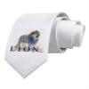 TOOLOUD Lion Watercolor 2 Text Printed White Neck Tie view 1