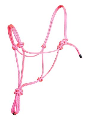 Hunters Saddlery Horse Rope Halters - 11 Sizes - Miniature, Foal, Weanling, Pony, Cob/Arab, Horse, Warmblood, Draft & Custom (Foal, Pink)