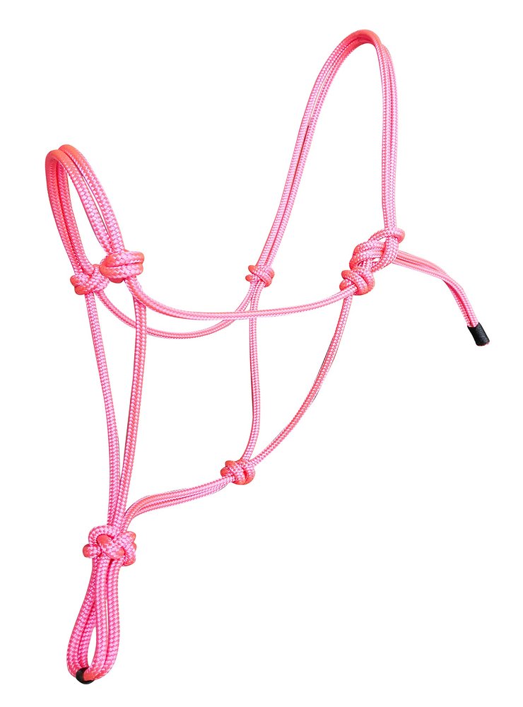 Hunters Saddlery Horse Rope Halters - 11 Sizes - Miniature, Foal, Weanling, Pony, Cob/Arab, Horse, Warmblood, Draft & Custom (Foal, Pink)