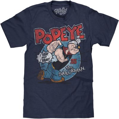 Tee Luv Popeye The Sailorman Men's T-Shirt-XX-Large Midnight Navy Heather