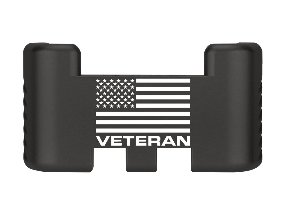 NDZ Performance Aluminum Slide Racker Assist Back Plate for Gen 1-5 Glock 17 19 19x 22 23 24 26 27 31 32 33 34 35 45 47 49, Improved Slide Grip, Black - US Flag Veteran Text Bold