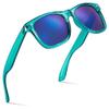 Retro Rewind Translucent Frame Colorful Neon 80s Sunglasses for Men Women - Reflective Mirrored Lens view 1