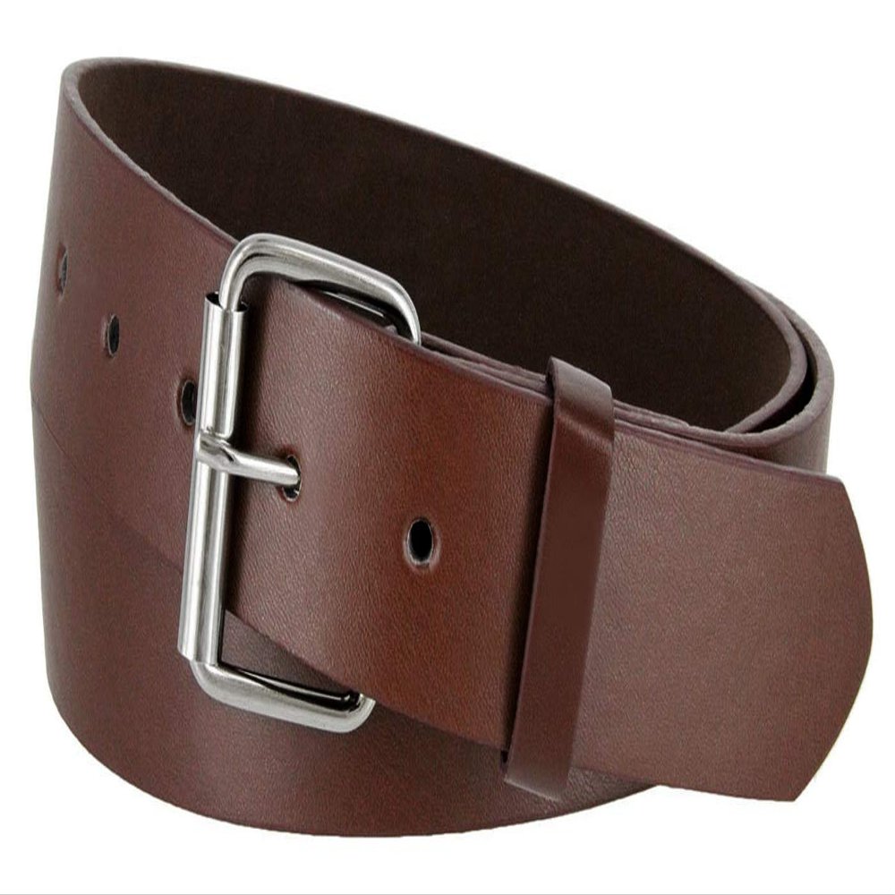 Belts.com B570 Mens Belt With Silver Roller Buckle Casual Jean Belt 1-1/2"(38mm) Wide (S, Brown)