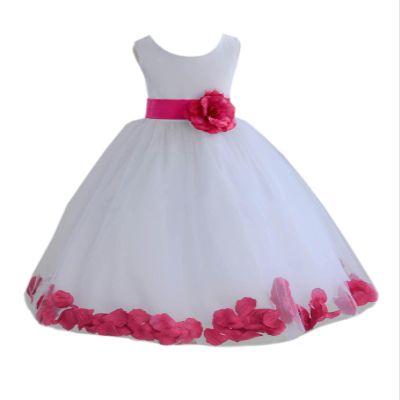 ekidsbridal Flower Petals Girl White Dress with Tiebow Wedding Pageant 302T 6