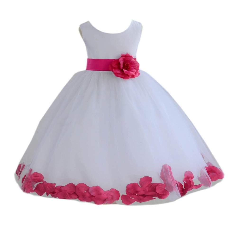 ekidsbridal Flower Petals Girl White Dress with Tiebow Wedding Pageant 302T 6