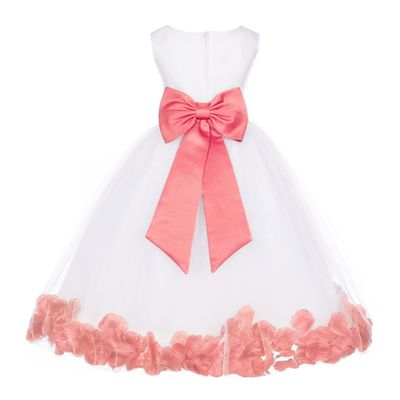 ekidsbridal Flower Petals Girl White Dress with Tiebow Wedding Pageant 302T 2