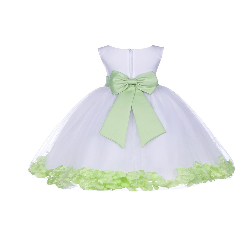 ekidsbridal Flower Petals Girl White Dress with Tiebow Wedding Pageant 302T 6