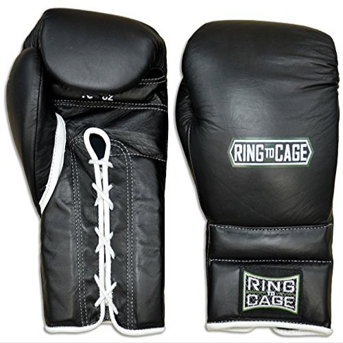 Japanese Style Training Boxing Gloves 2.0 - Hook&Loop or Lace-Up - 12oz, 14oz, 16oz, 18oz - 9 Colors to Choose (Black, 12oz Lace-up)