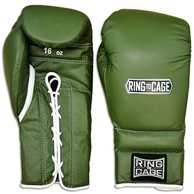 Japanese Style Training Boxing Gloves 2.0 - Hook&Loop or Lace-Up - 12oz, 14oz, 16oz, 18oz - 9 Colors to Choose (Marine Green, 12oz Lace-up)