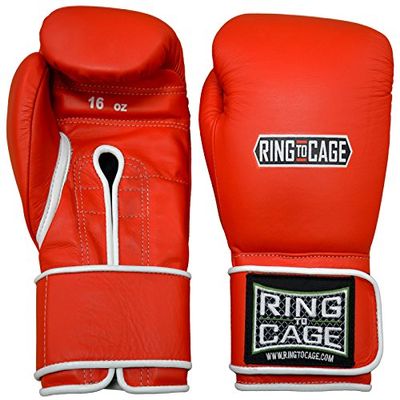 Japanese Style Training Boxing Gloves 2.0 - Hook&Loop or Lace-Up - 12oz, 14oz, 16oz, 18oz - 9 Colors to Choose (Red, 16oz Hook&Loop)