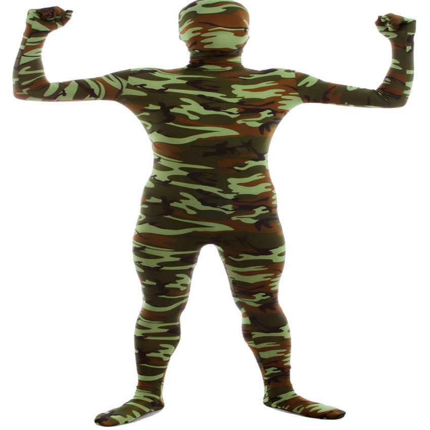 VSVO Men's and Women's Second Skin Zentai Full Bodysuit Costume (Medium, Camo Green)