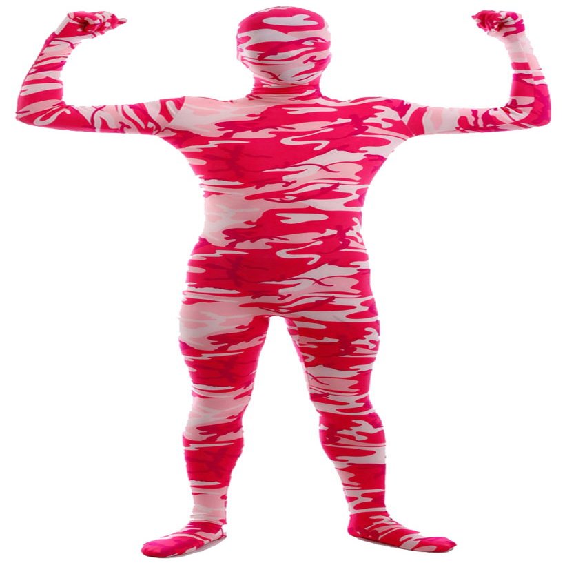 VSVO Men's and Women's Second Skin Zentai Full Bodysuit Costume (Small, Camo Pink)