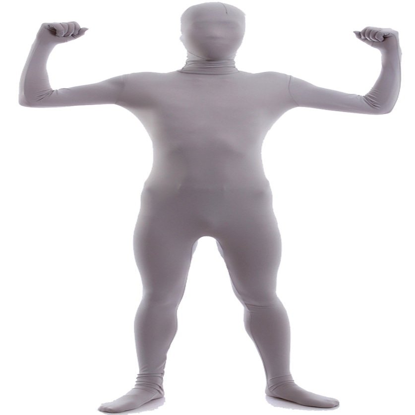 VSVO Men's and Women's Second Skin Zentai Full Bodysuit Costume (Grey, Large)