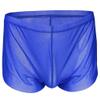 YiZYiF Men's Mesh Boxer Briefs Underwear Transparent Shorts Blue Medium view 1