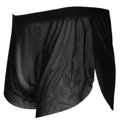 YiZYiF Men's Mesh Boxer Briefs Underwear Transparent Shorts Black X-Large