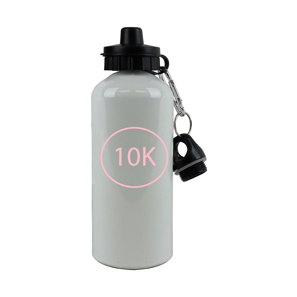 Engraved Cases Personalized 10K Race Runner Aluminum White Finish 20 Ounce 600ML Sport Water Bottle Gift (Pink)
