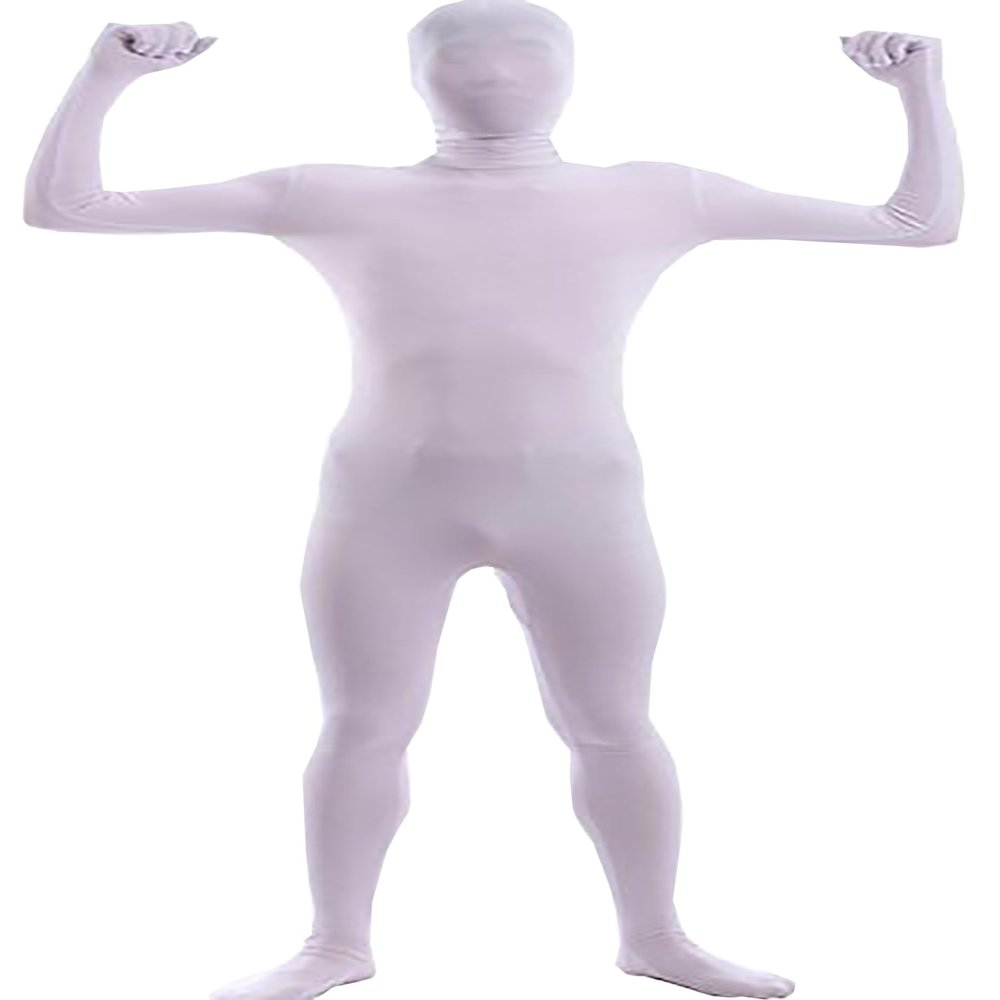 VSVO Men's and Women's Second Skin Zentai Full Bodysuit Costume (White, Small)
