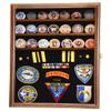 sfDisplay.com,LLC. 56 Challenge Coin Display Case Cabinet - Fully Adjustable Shelves - Larger Coins - 98% UV Protection (Walnut Finish) view 2