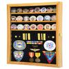 sfDisplay.com,LLC. 56 Challenge Coin Display Case Cabinet - Fully Adjustable Shelves - Larger Coins - 98% UV Protection (Oak Finish) view 2