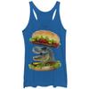 Lost Gods Dino Burger Women's Fast Fashion Racerback Tank Top, Royal Blue Heather, Small view 1