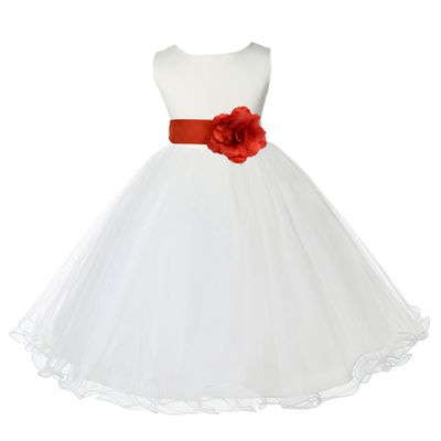 Wedding Pageant Ivory Flower Girl Rattail Edge Tulle Flower Girl Dress 829s 8