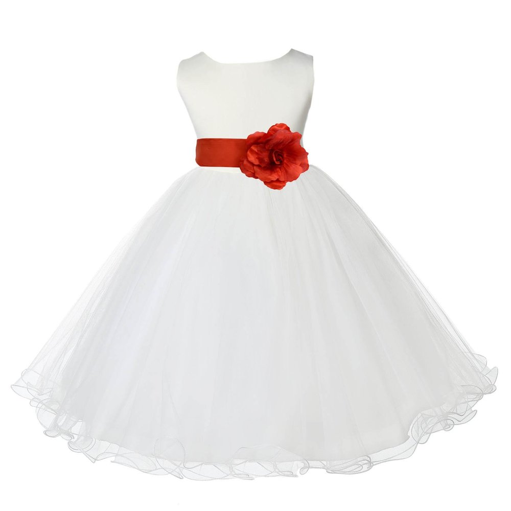 Wedding Pageant Ivory Flower Girl Rattail Edge Tulle Flower Girl Dress 829s 8