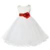 Wedding Pageant Ivory Flower Girl Rattail Edge Tulle Flower Girl Dress 829s 8 view 1