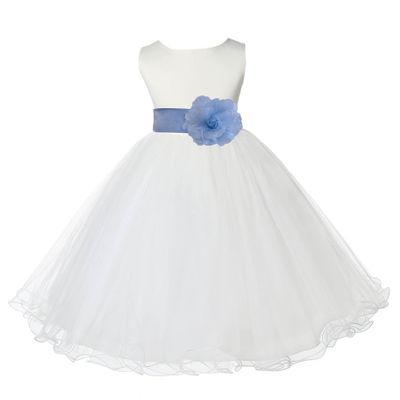 Wedding Pageant Ivory Flower Girl Rattail Edge Tulle Flower Girl Dress 829s 2