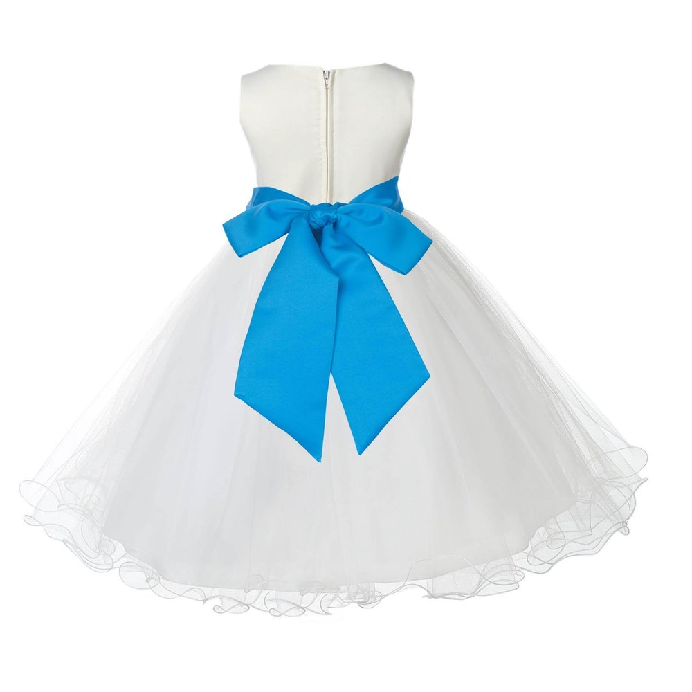 Wedding Pageant Ivory Flower Girl Rattail Edge Tulle Flower Girl Dress 829s 12