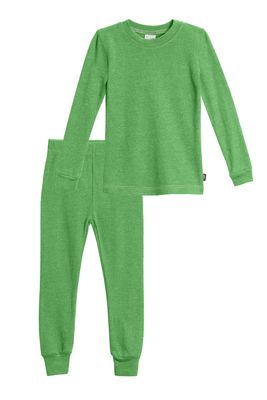 City Threads Made in USA Little Girls Thermal Underwear Set Perfect for Sensitive Skin SPD Sensory Friendly Base Layer Thermal Wear Cotton Ski Clothing for Kids Comfortable Ultra Soft, Elf- 4T