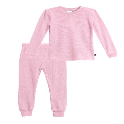 Made in USA Little Girls Thermal Underwear Set Perfect for Sensitive Skin SPD Sensory Friendly Base Layer Thermal Wear Cotton Ski Clothing for Kids Comfortable Ultra Soft, Bright Light Pink- 3T
