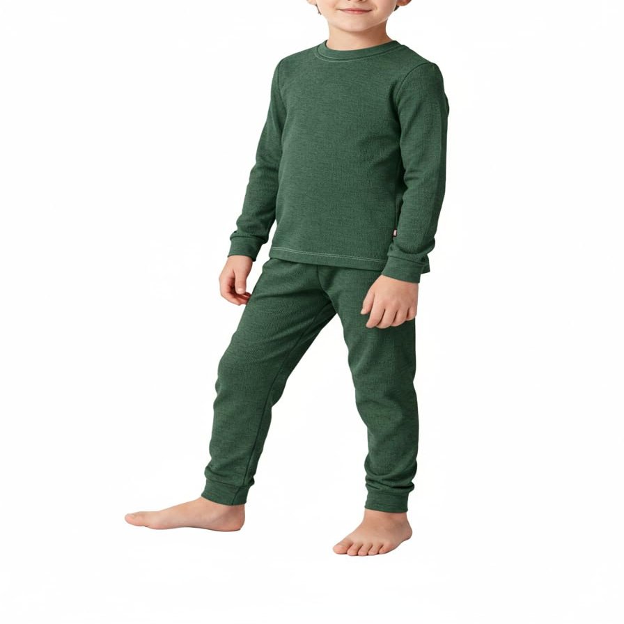City Threads Baby Boys Thermal Underwear Set Perfect for Sensitive Skin SPD Sensory Friendly Base Layer Thermal Wear Cotton Ski Clothing for Kids Comfortable Ultra Soft, Forest Green- 9/12M