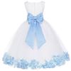 Wedding Pageant Flower Petals Girl Ivory Tulle Dress with Tiebow 302T 2 view 1