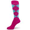 Spotlight Hosiery Men's Groomsmen Wedding Argyle Dress Socks-Hot Pink/Bright Sky Blue, Size 10-13, 1PR view 1