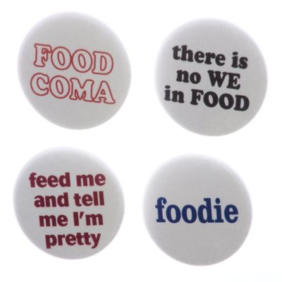 A&T Designs - Set 4 Foodie Food Coma Feed Me 2.25" Keychains Eating Funny Humor