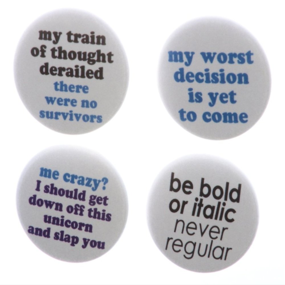 A&T Designs Set 4 Funny Humor Rude Quotes 2.25" Keychains Bitch Emo Inspire Life