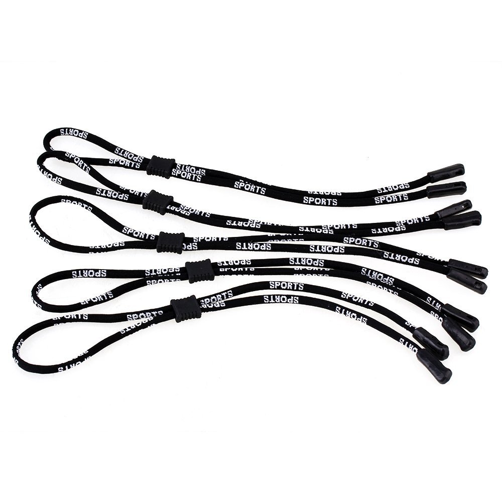 Adjustable Sunglass Glasses Eyeglass Neck Cord Lanyard String Holder Strap Pack of 5 (Black)